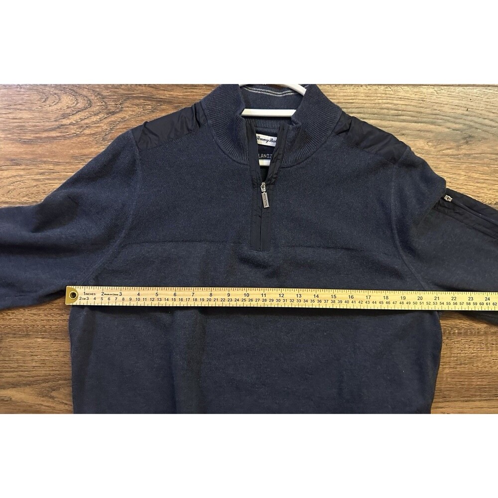 Tommy Bahama Quarter Zip Mens Large Blue Knit Long Sleeve Pullover Sweatshirt - Picture 6 of 9
